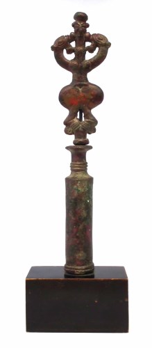 Lot 18 - Lustrian chariot rod finial, mounted on wood