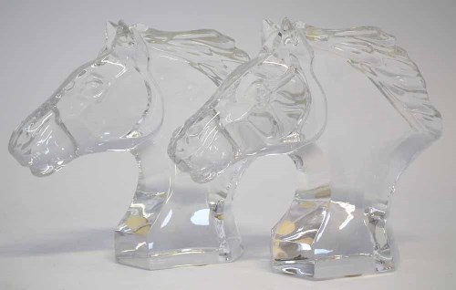 Lot 93 - Pair of Baccarat horse heads.