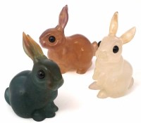 Lot 98 - Three Daum glass rabbits.