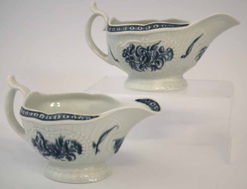 Lot 118 - Two Worcester sauceboats circa 1770 with strap