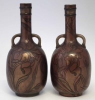 Lot 150 - Boch Freres pair of bronze lustre vases.