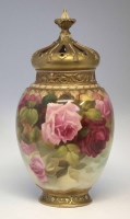 Lot 178 - Large Royal Worcester lidded vase