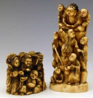 Lot 222 - Japanese ivory okimono of Buddha with figures and