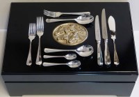 Lot 235 - Davenport and Sullivan plated canteen of cutlery in case, 12 piece setting.
