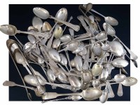 Lot 248 - Mixed lot of silver tongs, teaspoons and