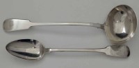 Lot 249 - George III silver gravy spoon, Victorian silver soup ladle (2).