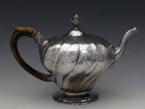 Lot 269 - Continental silver inverted pear shaped teapot