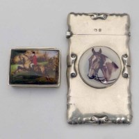 Lot 272 - Silver card case with enamelled horse portrait