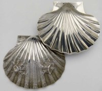 Lot 273 - Pair of cast silver shell shaped dishes.