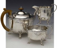 Lot 277 - Three piece silver Georgian style tea set