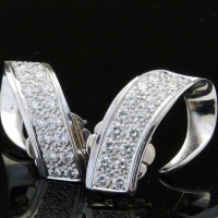 Lot 294 - White gold and pave diamond earrings