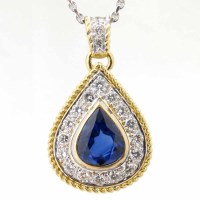 Lot 299 - Pear shaped sapphire, 2.29ct in gold and diamond