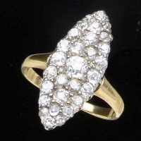Lot 338 - Marquise setting pave diamond ring.