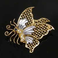Lot 348 - Mouawad 750 and plat butterfly brooch.