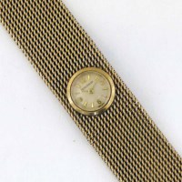 Lot 357 - 9ct gold lady's bracelet watch by Jaeger Le