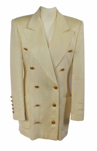 Lot 374 - Escada white cashmere jacket with gold buttons.