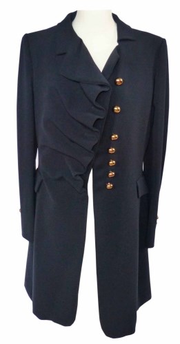 Lot 376 - Moschino navy blue coat with gold buttons.