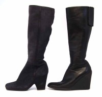 Lot 422 - Two pairs of calf length Prada heeled boots
