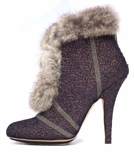 Lot 427 - Christian Dior grey suede high heeled ankle boots