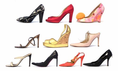 Lot 429 - Eleven pairs of retro women's high heeled shoes by various designers