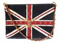 Lot 445 - Chanel union jack quilted suede and leather bag (2008-2009)