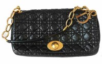 Lot 446 - Christian Dior shoulder bag, soft black cannage pattern quilted leather