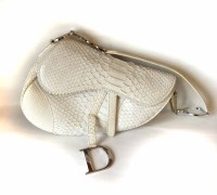 Lot 448 - Christian Dior white snake skin effect saddle bag