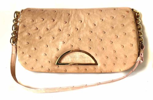 Lot 450 - Christian Dior pink ostrich leather shoulder bag