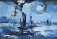 Lot 483 - J.L. Isherwood, Solent, oil on board.