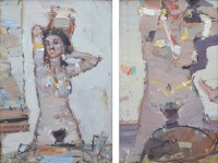 Lot 492 - Don McKinlay, Standing female nude studies, oil (2).