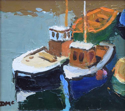 Lot 494 - Donald McIntyre, Fishing Boats, oil.