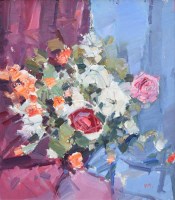 Lot 495 - Don McKinlay, Still Life of Roses, oil.
