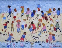 Lot 516 - Sue Atkinson, Beach Party, Runswick Bay, oil.
