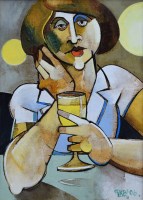 Lot 518 - Geoffrey Key, Waiting, oil.