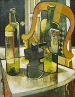 Lot 554 - Geoffrey Key, Salt Mill with Bottles, oil.