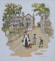 Lot 557 - Margaret Chapman, Haworth Passage, Yorkshire, gouache.