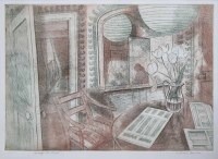 Lot 593 - Richard Bawden, Through the Mirror, signed etching.