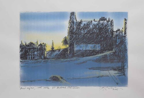Lot 594 - Harold Riley, First Light, 18th Hole St. Andrews, Old Course, signed print.