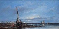 Lot 606 - Attributed to William Calcott Knell, Coastal scene, oil.