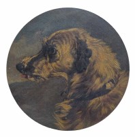 Lot 614 - Arthur Batt, Head study of a lurcher, oil.