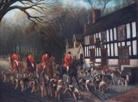 Lot 623 - Herbert St John Jones, The South Cheshire Hunt at The Star Inn, Acton, Nantwich, oil.
