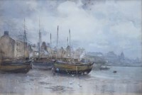 Lot 637 - John E. Aitkin, Harbour scene, watercolour.