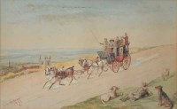 Lot 646 - P.H. Rideout, Coaching scene, watercolour.