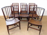 Lot 693 - A set of six George III square back elm single chairs