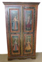 Lot 694 - Early 20th century Indian painted two door cupboard