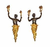 Lot 446 - A pair of 19th century bronze and ormolu wall sconces