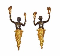 Lot 446 - A pair of 19th century bronze and ormolu wall sconces
