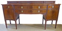 Lot 714 - Early 20th century figured mahogany sideboard bearing label Gillows, Lancaster