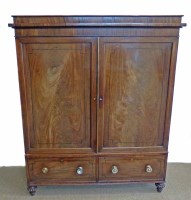 Lot 716 - George III mahogany press cupboard on stand