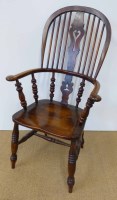 Lot 721 - Victorian high back oak and elm Windsor chair